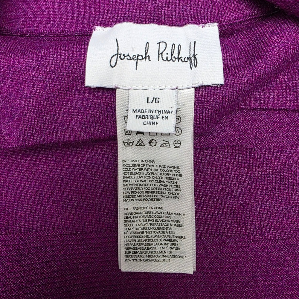 Joseph Ribkoff Knit Top Women L Purple Mock Neck Batwing Cropped Textured Modern - Picture 5 of 7